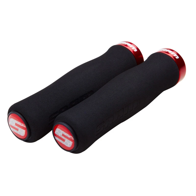 SRAM Locking Grips Contour Foam 129mm Black With Single Red Clamp And End Plugs 1 SRAM Locking Grips Contour Foam 129mm Black With Single Red Clamp And End Plugs